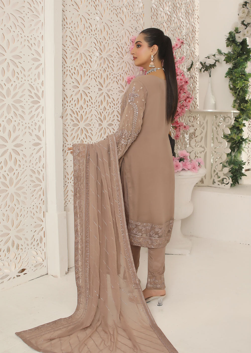 PS0791 Readymade Mauve Chiffon Suit - Memsaab Online