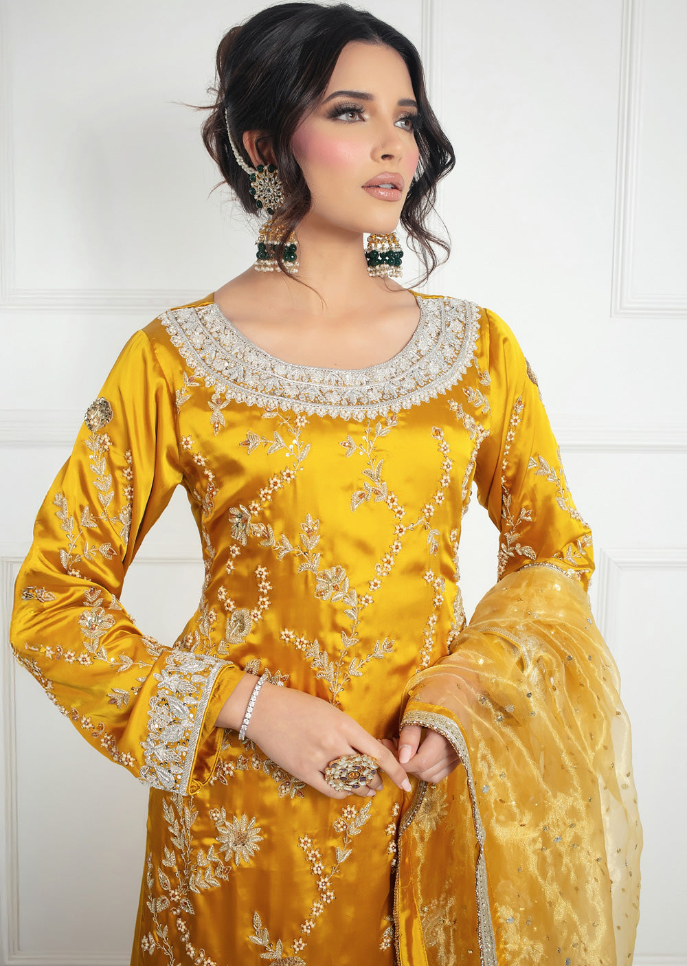 SRB1320 - Yellow - Readymade - Sehrish.B Designer - Memsaab Online