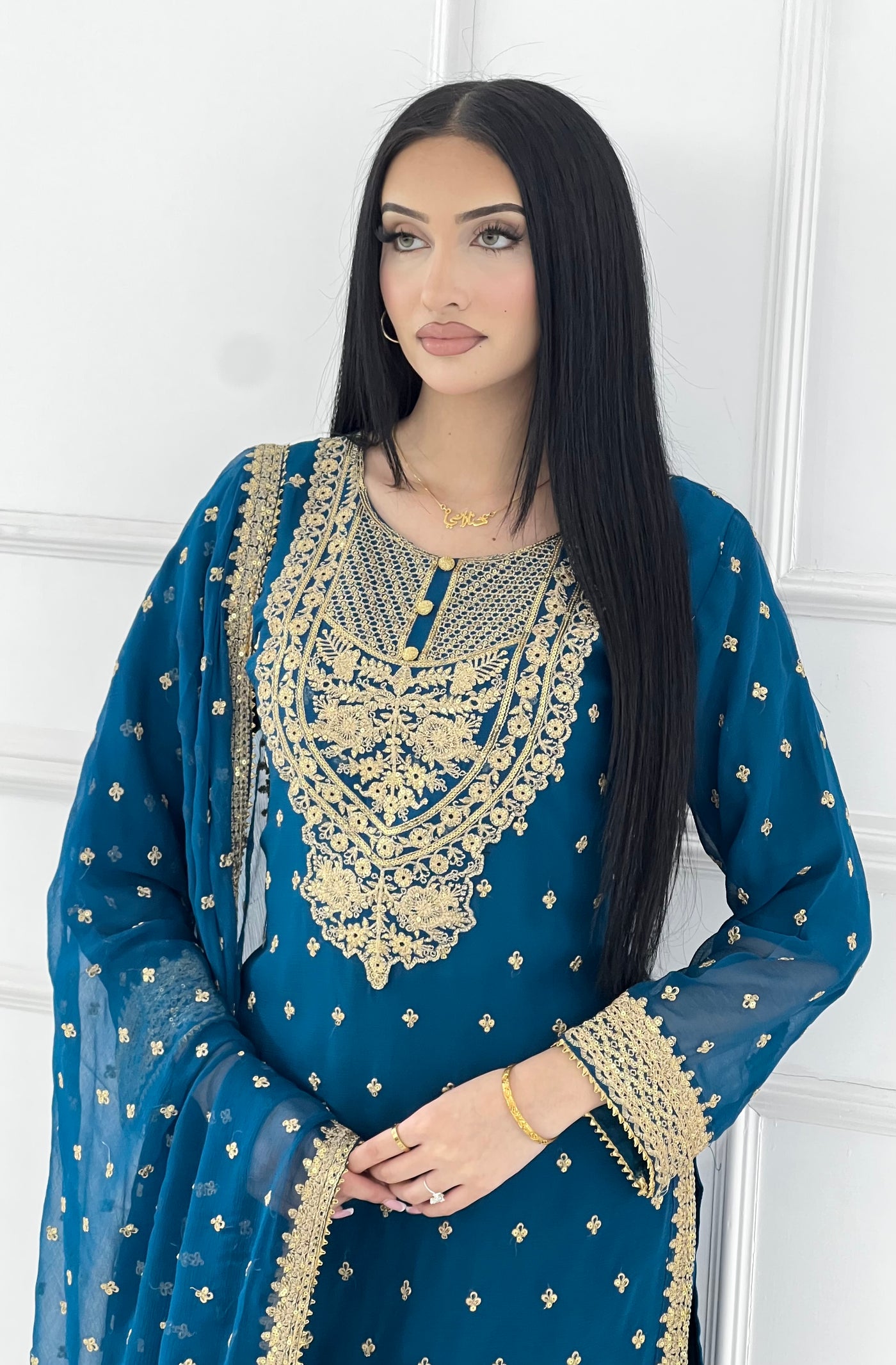 Shaz1902 - Readymade Chiffon Shararah Suit - Memsaab Online