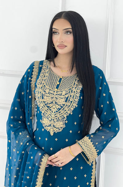 Shaz1902 - Readymade Chiffon Shararah Suit - Memsaab Online