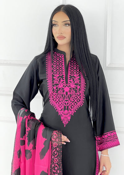 RBY-126-Readymade - Silk 3 Piece Embroidery Suit 2025 - Memsaab Online