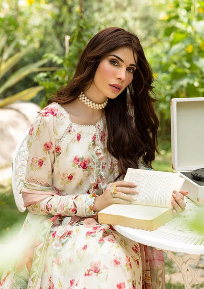 ELFECD-02-A- Ivory Peony - Readymade - Elaf Prints Collection 2025 - Memsaab Online