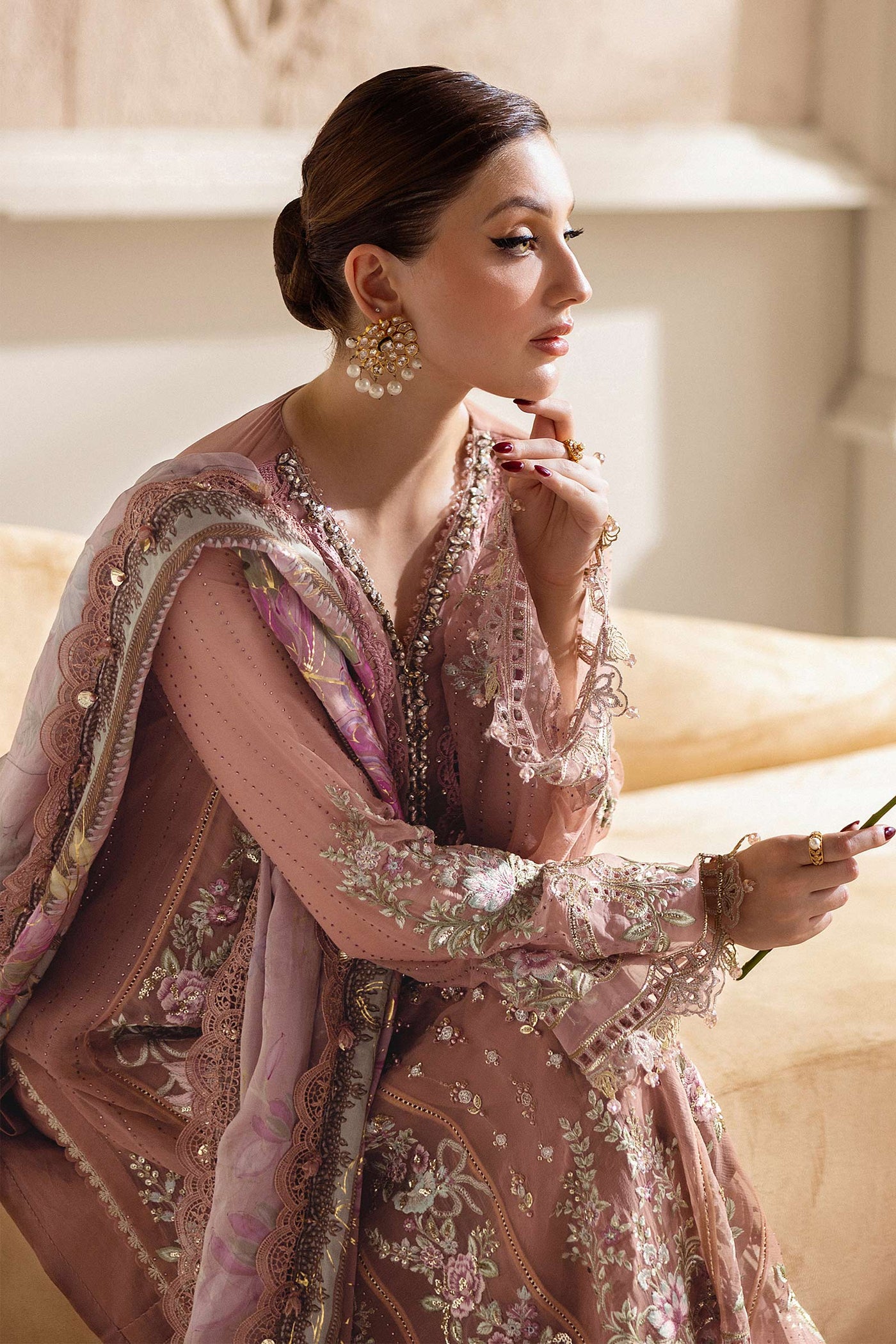 MPC-25-105-Unstitched Embroidered Chiffon Suit Maria B 2025 - Memsaab Online