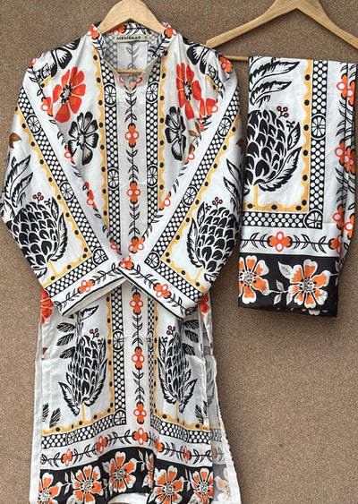 SMRF-08 - Off White - Readymade - Silk Suit 2025 - Memsaab Online
