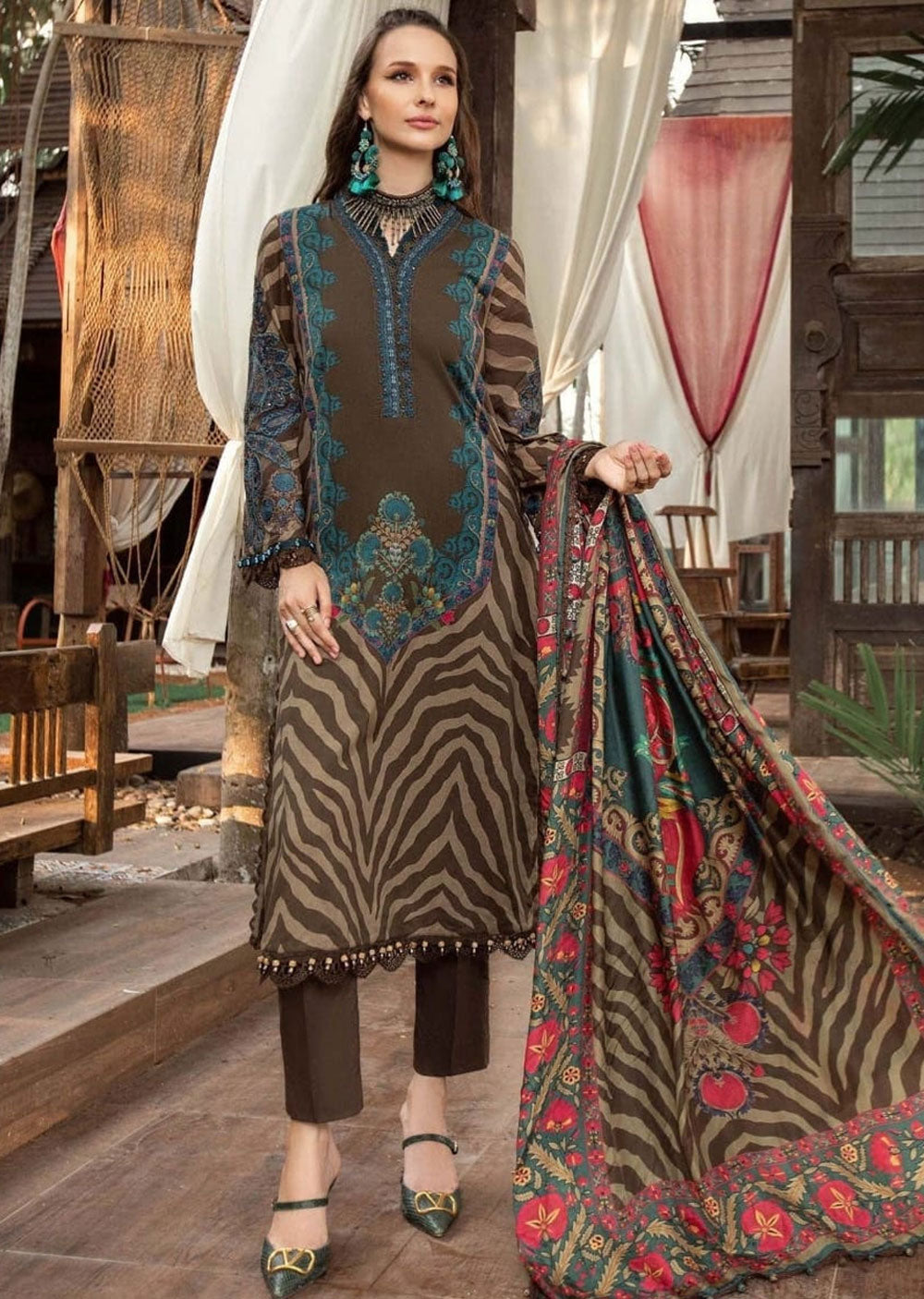 MDSS-05 - Unstitched Maria B Inspired Winter Dhanak Suit - Memsaab Online