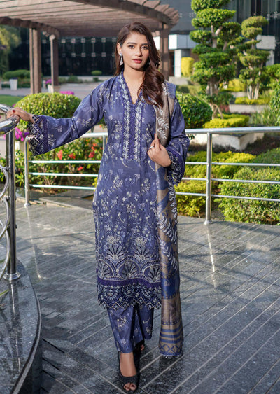 MSSL-06 Blue Munira Digital lawn Suit - Memsaab Online