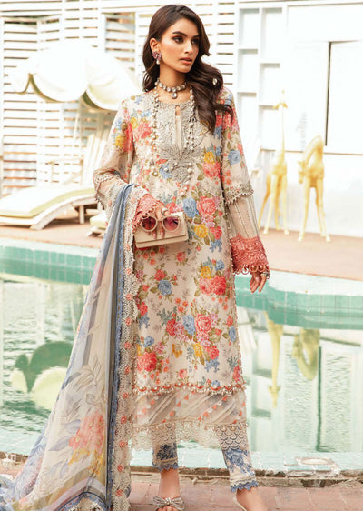 MSBT-104-A - Unstitched - Maria B MPrints Lawn Eid Collection 2024 - Memsaab Online