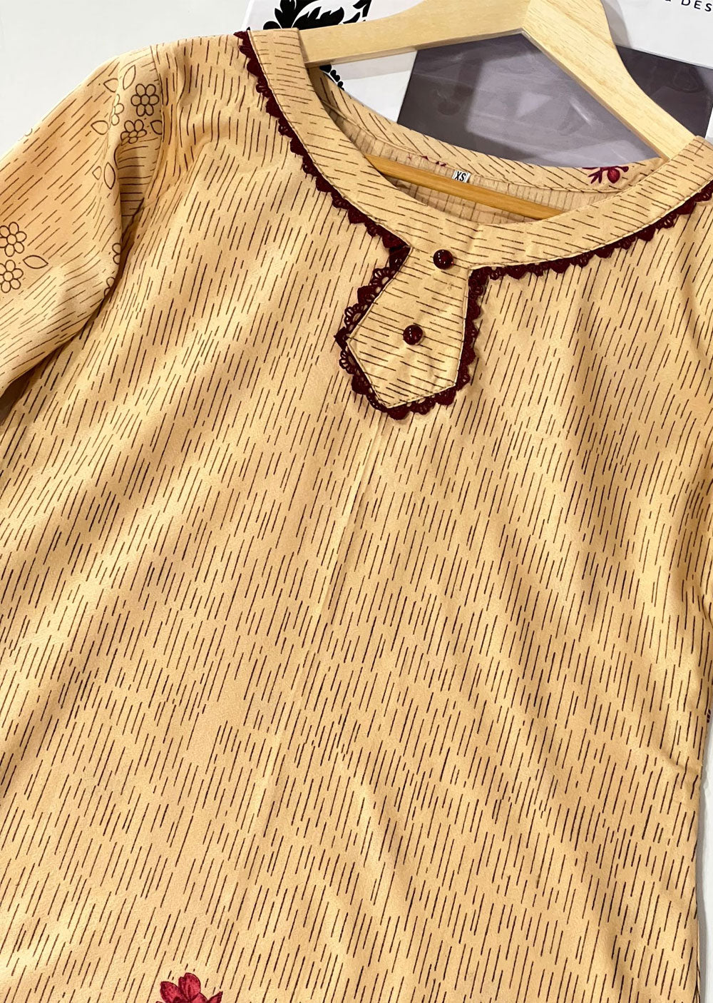 AMT45004-B Gold Readymade Winter Dhanak Kurti - Memsaab Online