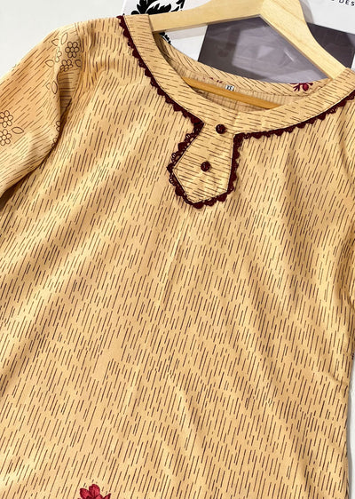 AMT45004-B Gold Readymade Winter Dhanak Kurti - Memsaab Online