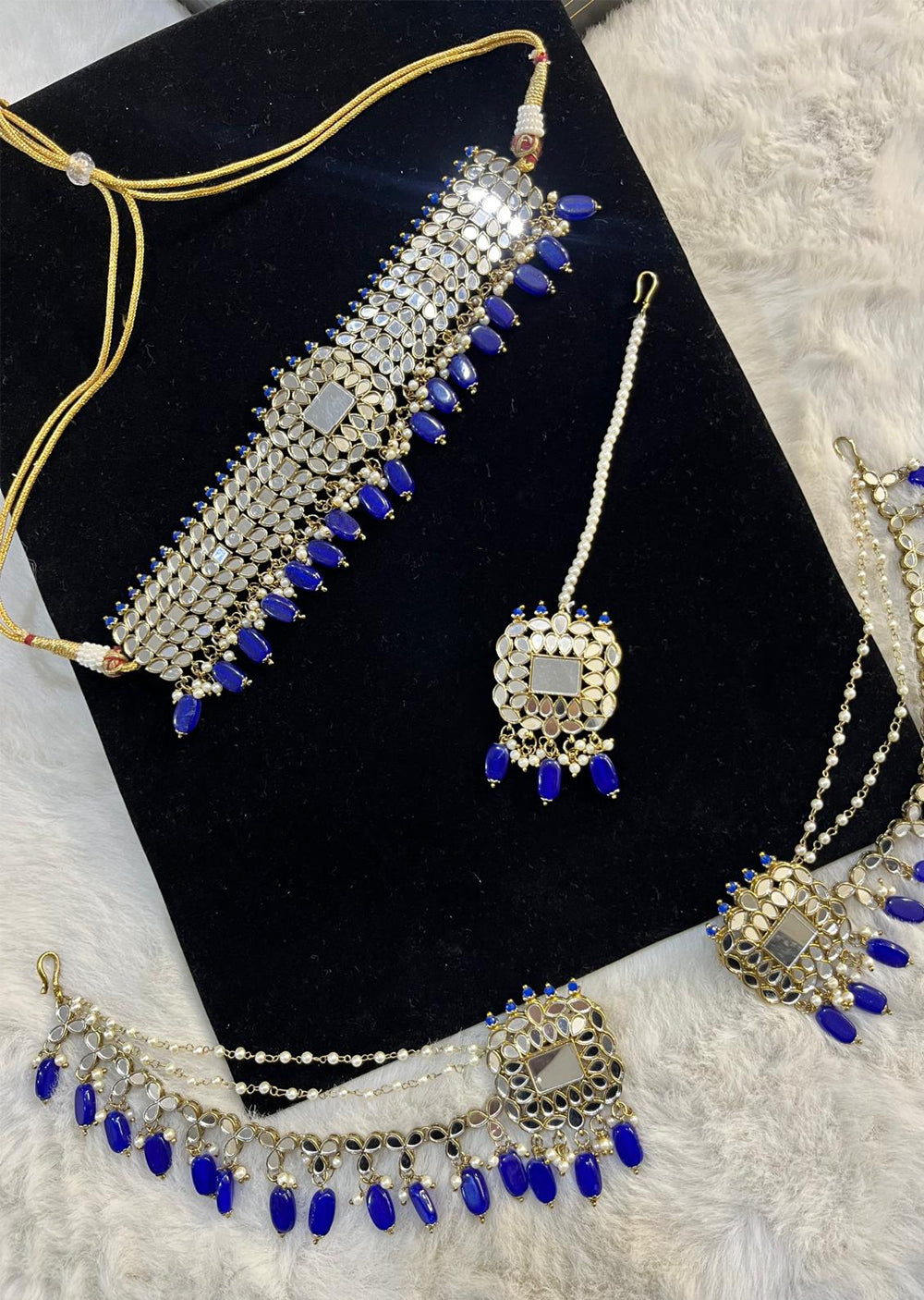 JBM36 Mirror Royal blue Choker Set - Memsaab Online