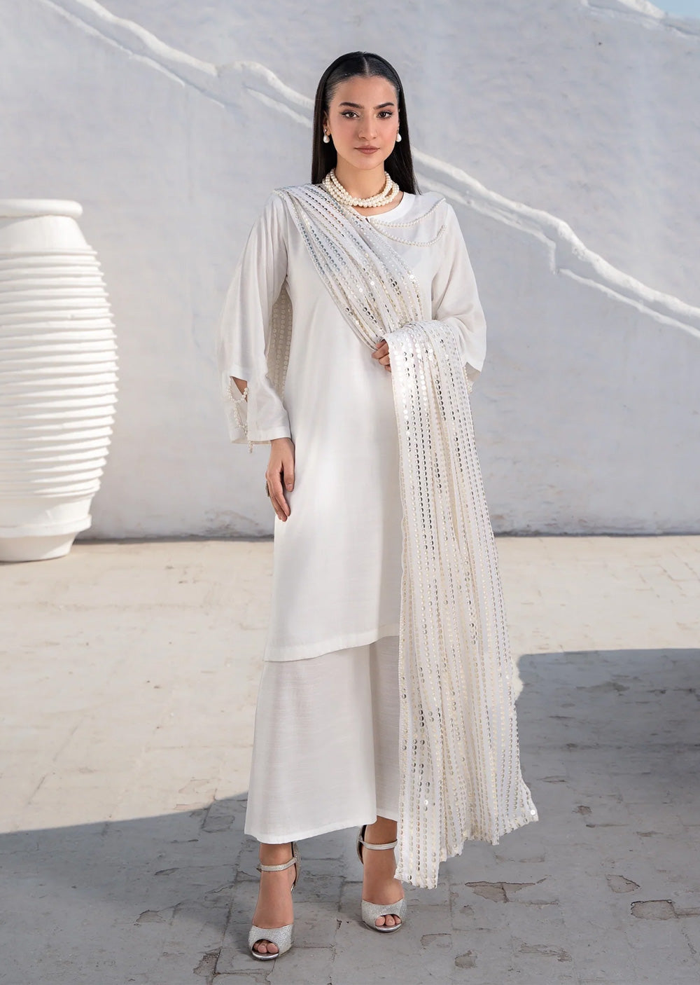 RNDH-04 - White - Readymade - Rania.H Linen Collection 2025 - Memsaab Online