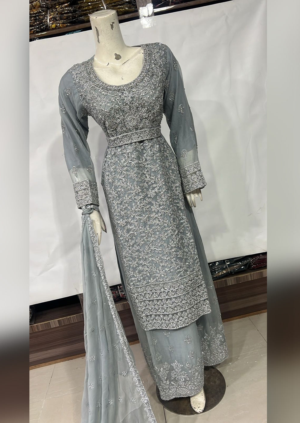 SHAZ9009 Chiffon Ghotta Work Suit - Memsaab Online