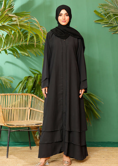ASL-09 Shaheen - Black Open Abaya - Memsaab Online