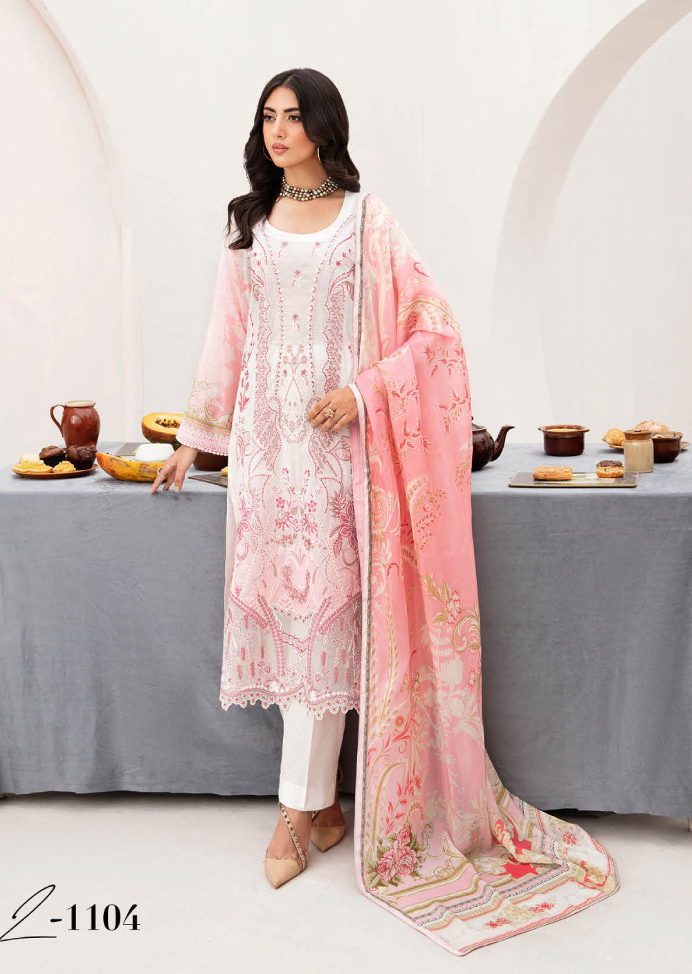 Z-1104 - Unstitched - Ramsha Mashaal Luxury Lawn Vol 11 2024 - Memsaab Online