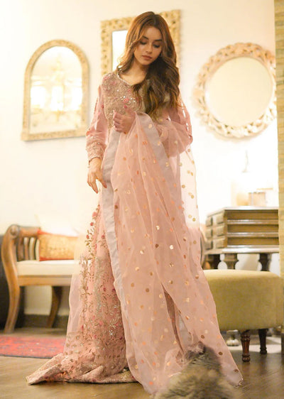 MLM-05 - Pink - Meeral Readymade Organza Suit - Memsaab Online