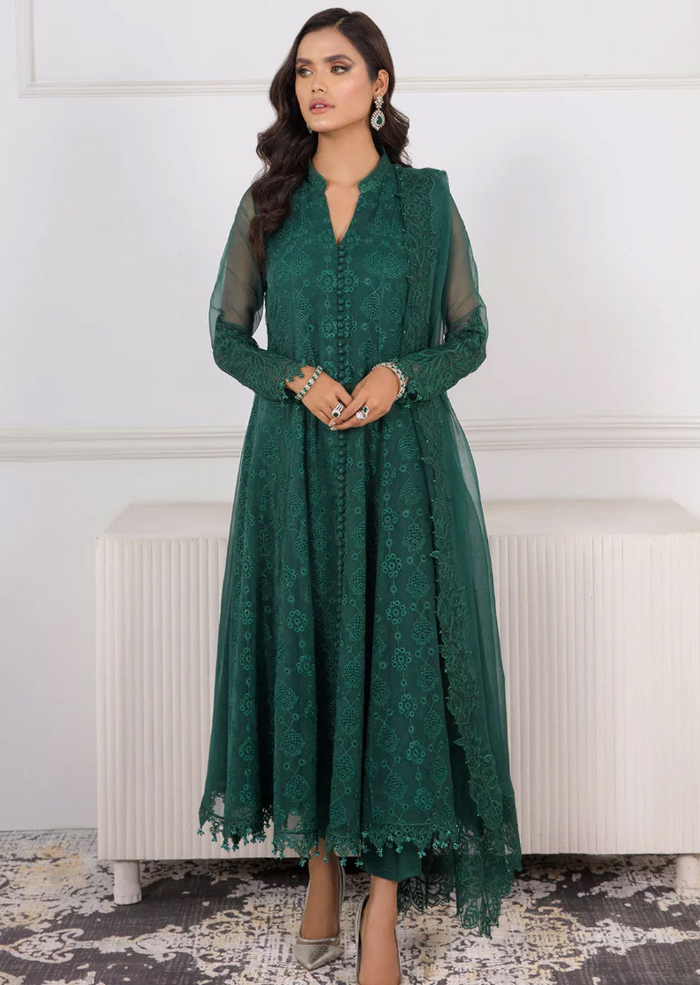 BQUD-339 - Readymade - Baroque Schiffli Chantelle Chiffon Suit 2024 - Memsaab Online