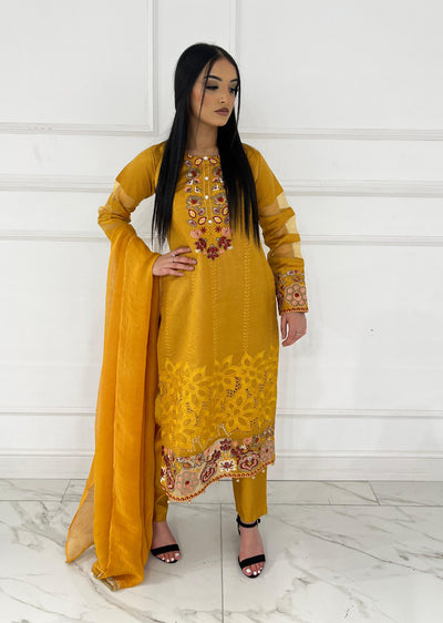 HK292 - Mustard - Readymade HK Outfit - Memsaab Online