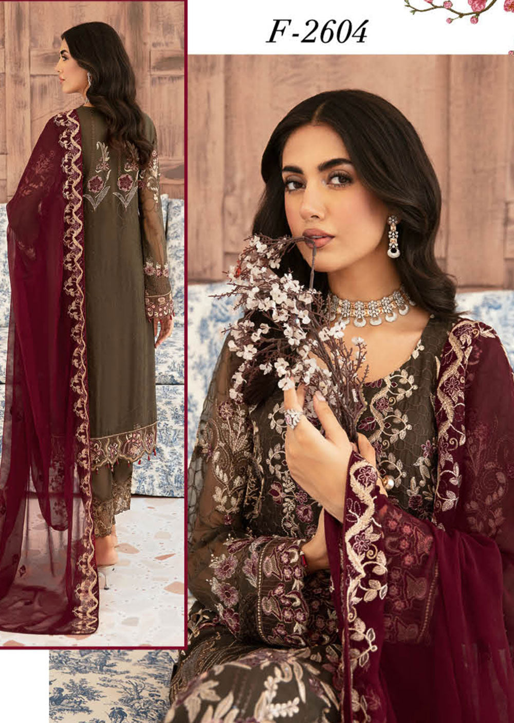 F-2604 - Unstitched - Ramsha Chiffon Collection Vol 26 2024 - Memsaab Online