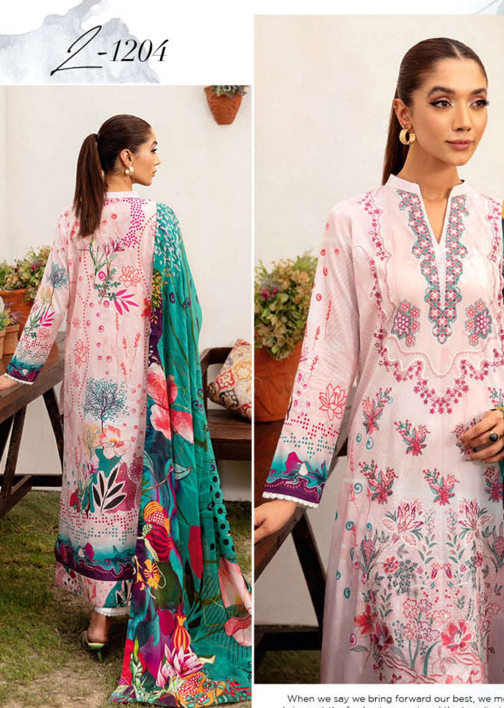 L-1204 - Unstitched - Ramsha Mashaal Luxury Lawn Vol 12 2024 - Memsaab Online