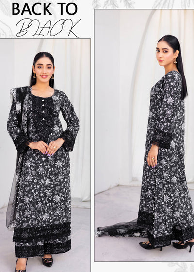 RGZ4004 Readymade Black/White Pearl Lawn Suit - Memsaab Online