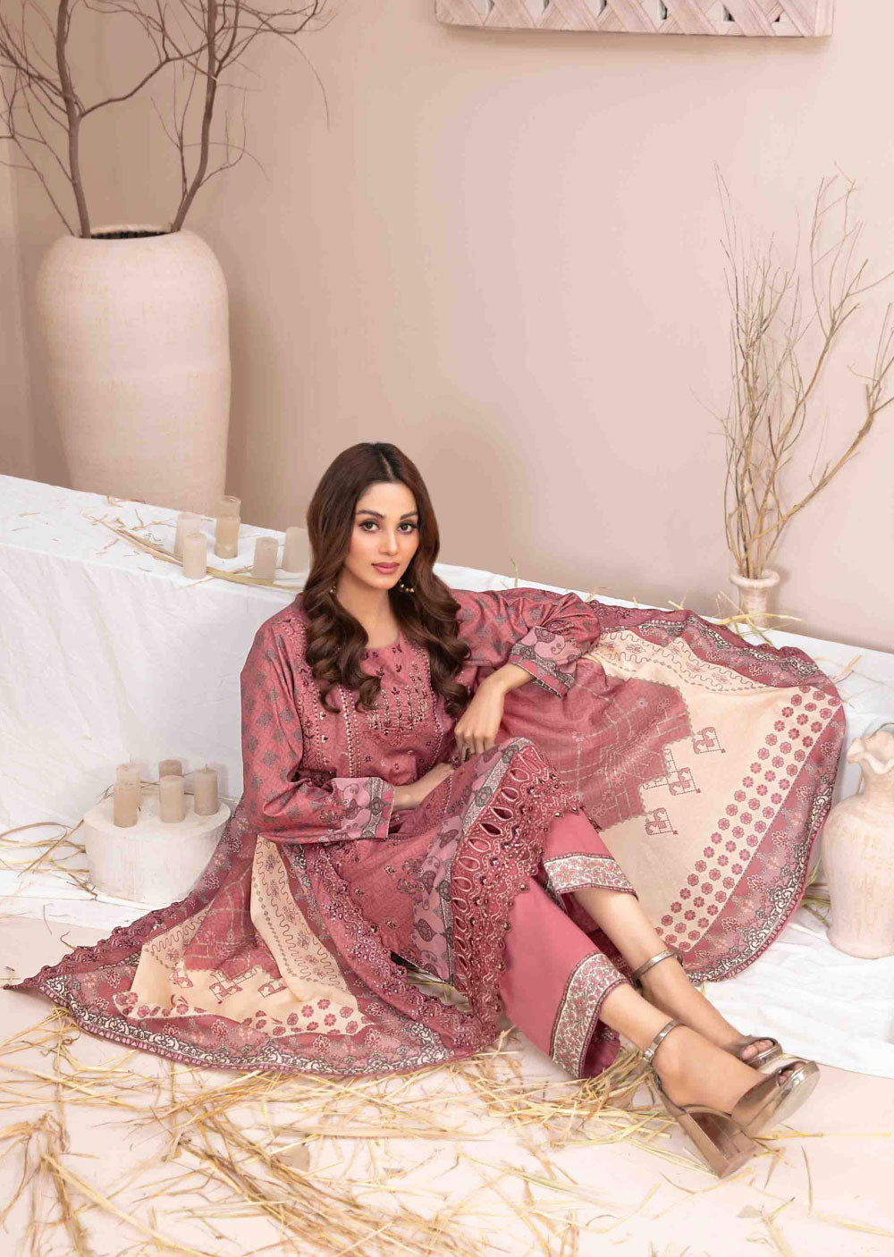 D-2604-R - Readymade - Ursiya Embroidered Lawn by Tawakkal 2024 - Memsaab Online