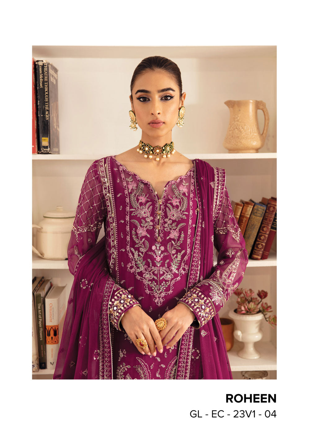 GLCC-04-R - Roheen - Unstitched - Gulaal Embroidered Chiffon Collection 2023 - Memsaab Online