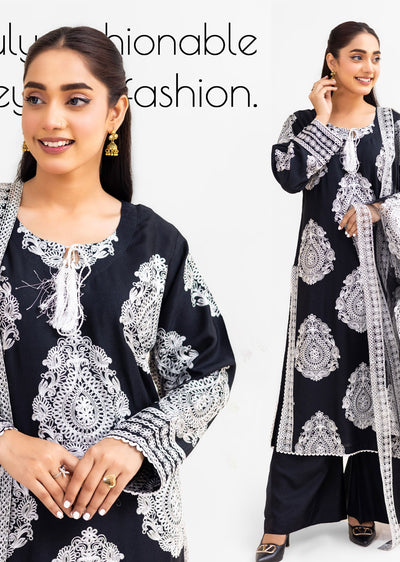 DLY-01 Readymade Black Linen Suit - Memsaab Online