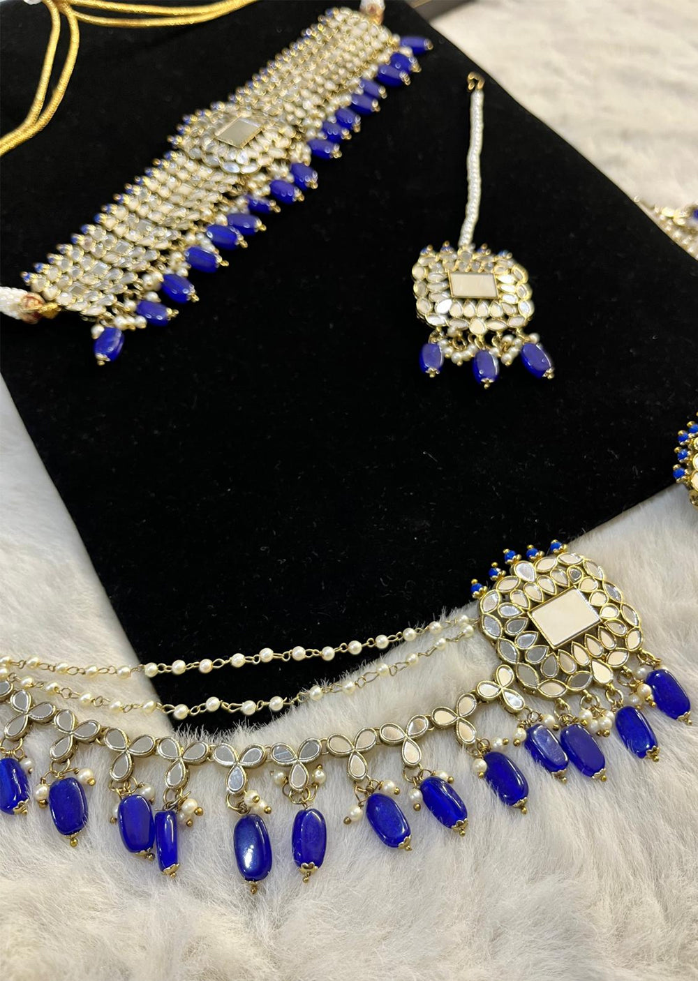 JBM36 Mirror Royal blue Choker Set - Memsaab Online