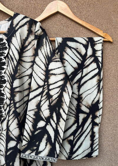 HNR-04 - Offwhite - Readymade - Haroon Cotton Printed Suit 2025 - Memsaab Online
