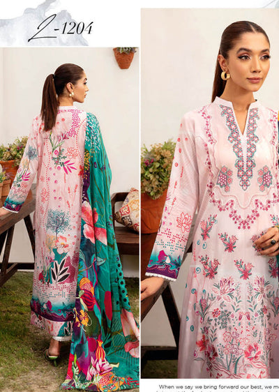 L-1204-R - Readymade - Ramsha Mashaal Luxury Lawn Vol 12 2024 - Memsaab Online