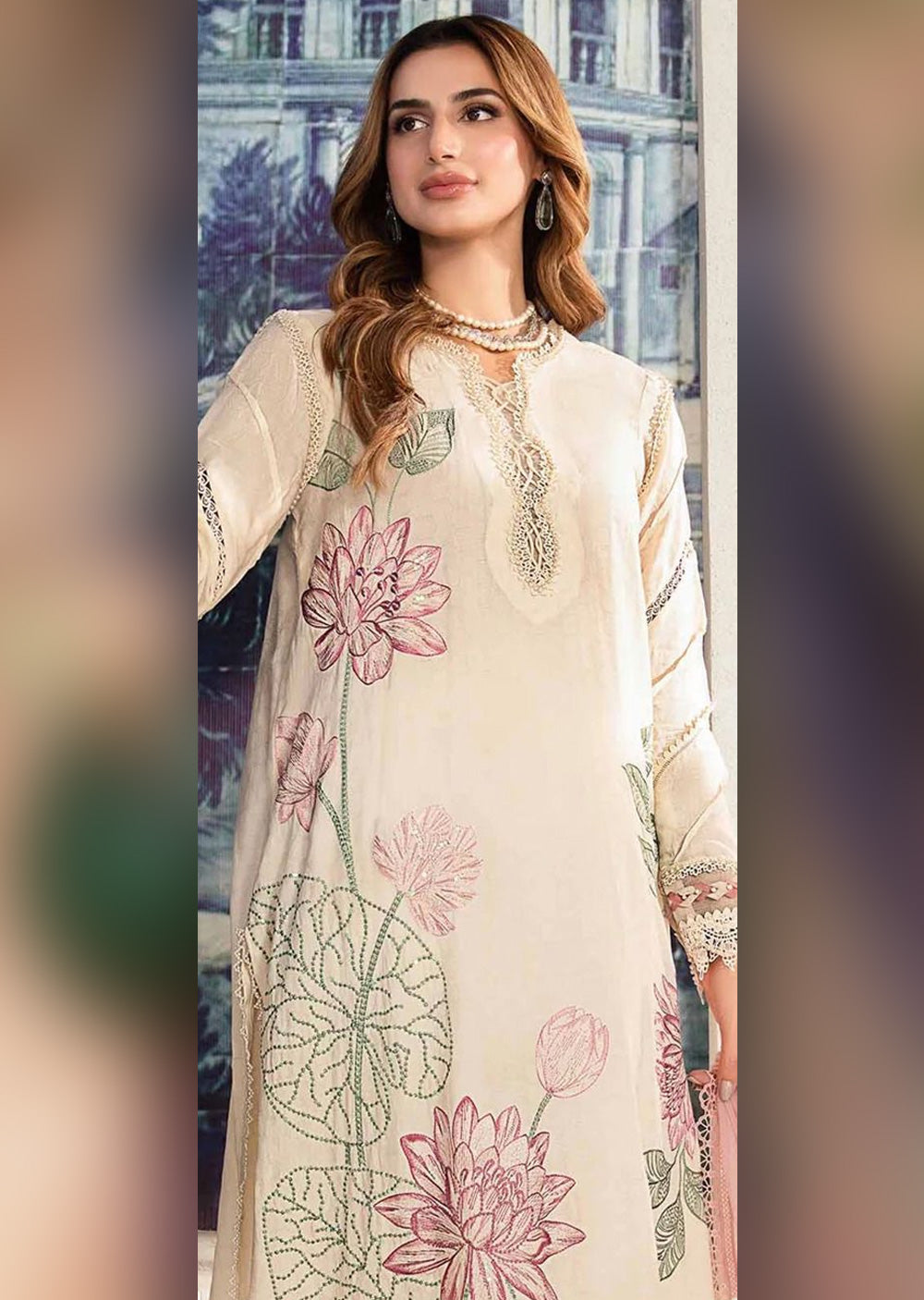 BTUR-05 - Cream - Unstitched - Baroque Inspired Dhanak Suit 2025 - Memsaab Online