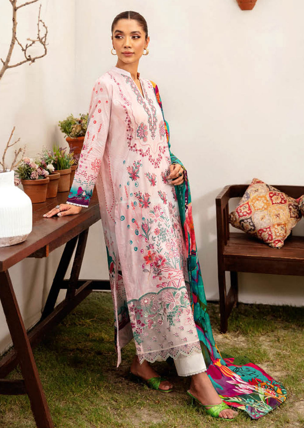 L-1204 - Unstitched - Ramsha Mashaal Luxury Lawn Vol 12 2024 - Memsaab Online