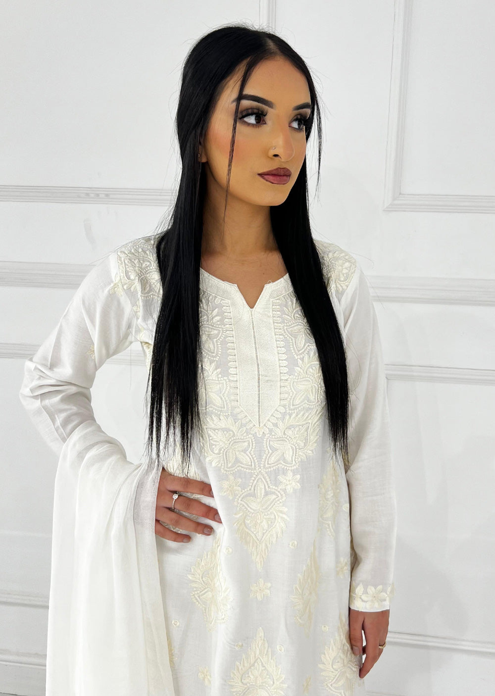 HK295 - White - Mummy n Me Linen Outfit - Memsaab Online