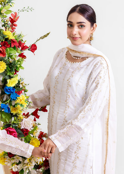 RGZ3001 Readymade White Mummy & Me Chiffon Suit - Memsaab Online