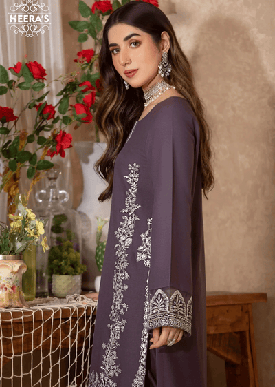 HSS-163 - Readymade - Classic Dhanak Delight Embroidered Suit by Heeras - Memsaab Online