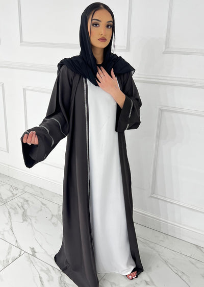 ASL-56 -Ayesha - Black Ladies Fancy Abaya - Memsaab Online