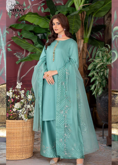 HSS-159 - Readymade Heeras Regal Green Suit - Memsaab Online