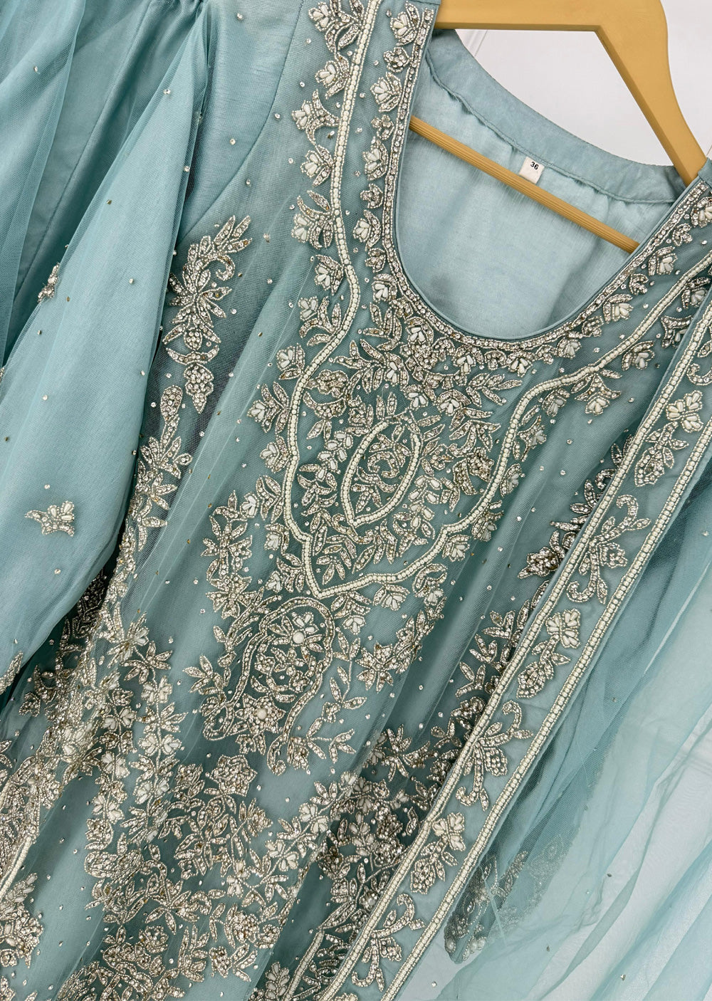 RH2111 Aaina - Aqua Fancy Net Outfit - Memsaab Online