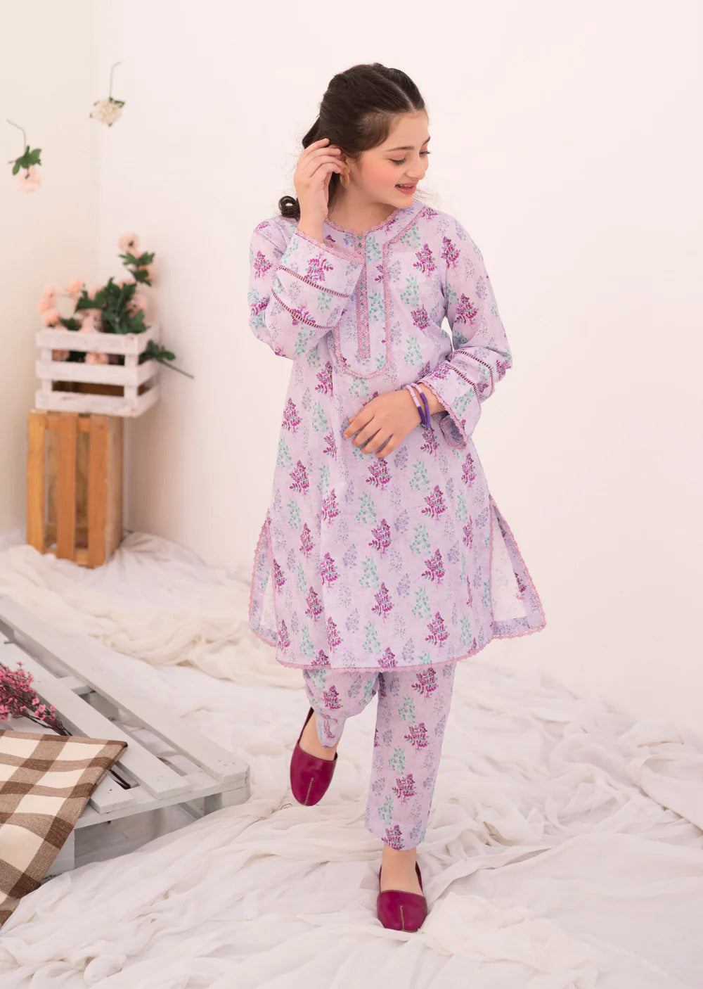 Azahra - Readymade Kids Suit by Garnet 2024 - Memsaab Online