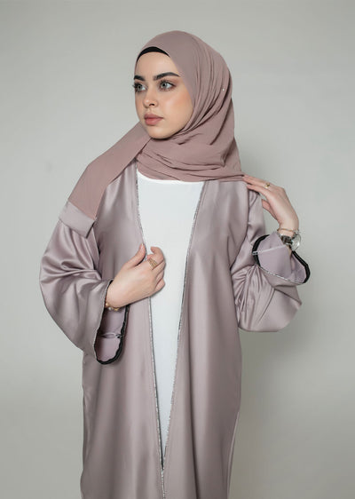 DSL-06 Zobiya - Lilac Jacket Style Abaya Set - Memsaab Online