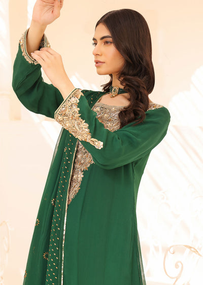SRB906 Rehana- Bottle Green Maxi Outfit by Sehrish B - Memsaab Online