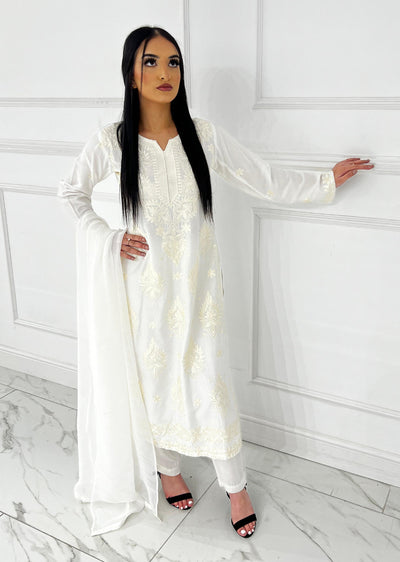 HK295 - White - Mummy n Me Linen Outfit - Memsaab Online