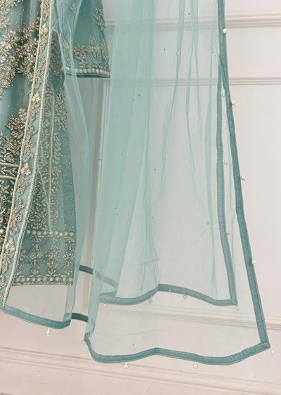 RH2111 Aaina - Aqua Fancy Net Outfit - Memsaab Online