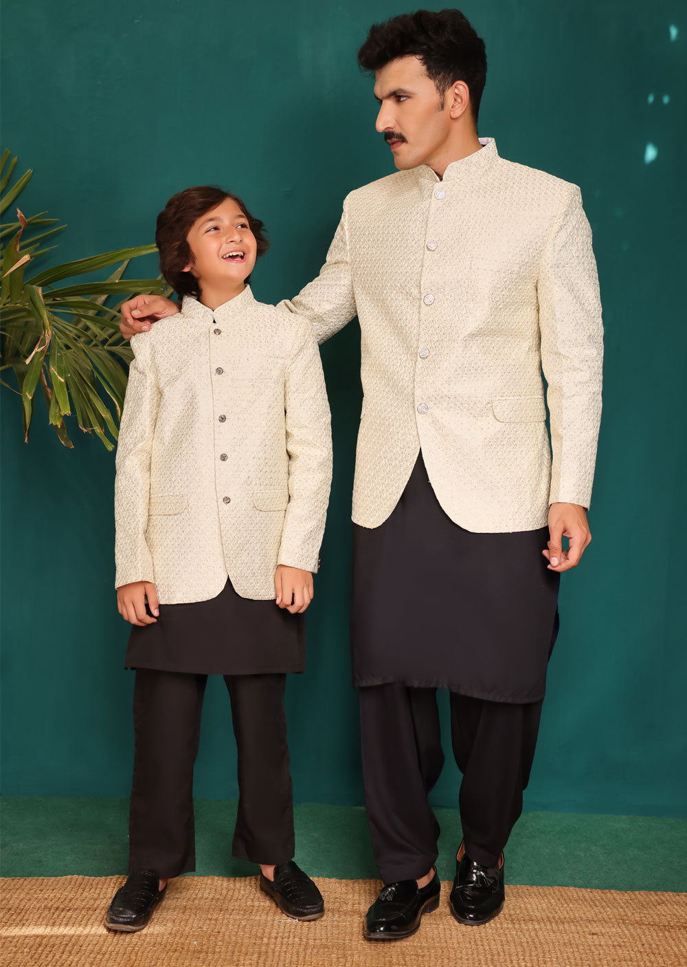NF2106 Father & Son Off White Prince Coat - Memsaab Online