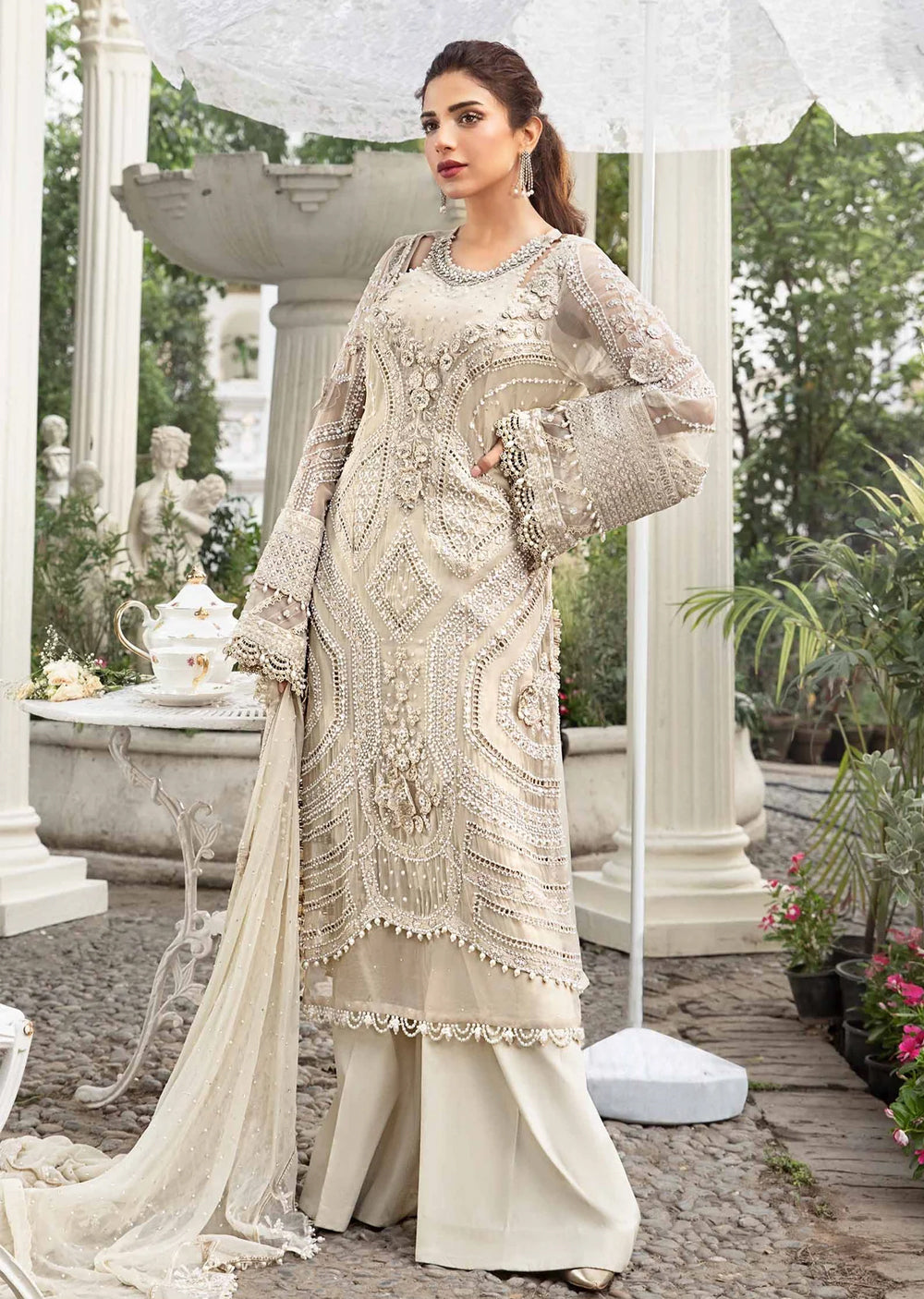 MPC-24-104 - Unstitched - Maria B Embroidered Chiffon 2024 - Memsaab Online