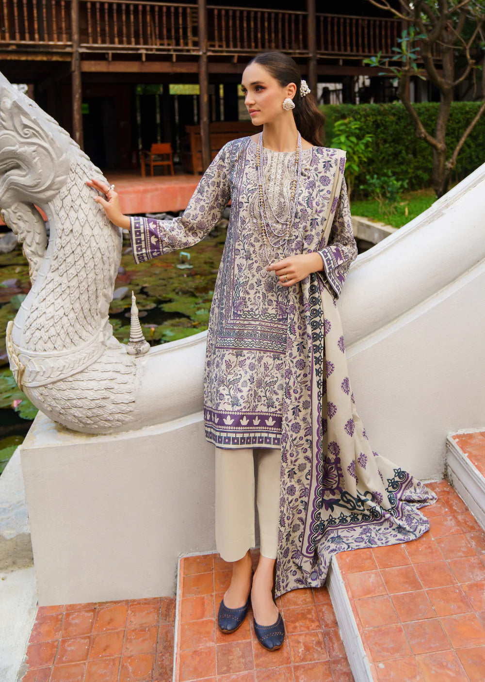 Balmy - Readymade 3 Piece Cotton Suit - Memsaab Online