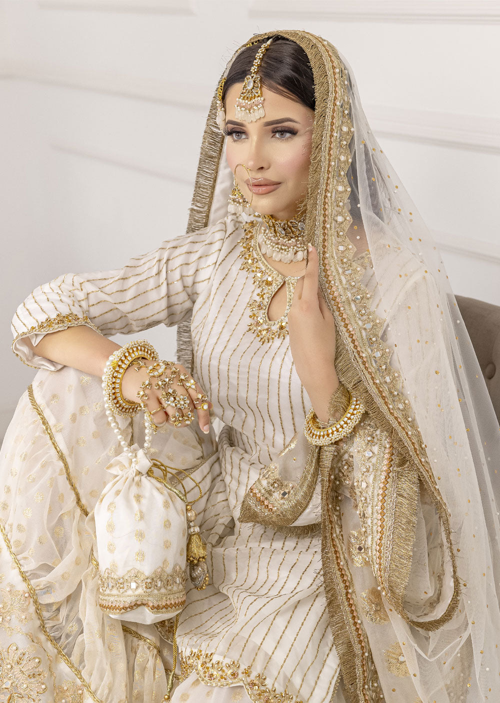 SRB1204 - Mallika - Off White Sehrish.B Designer - Memsaab Online