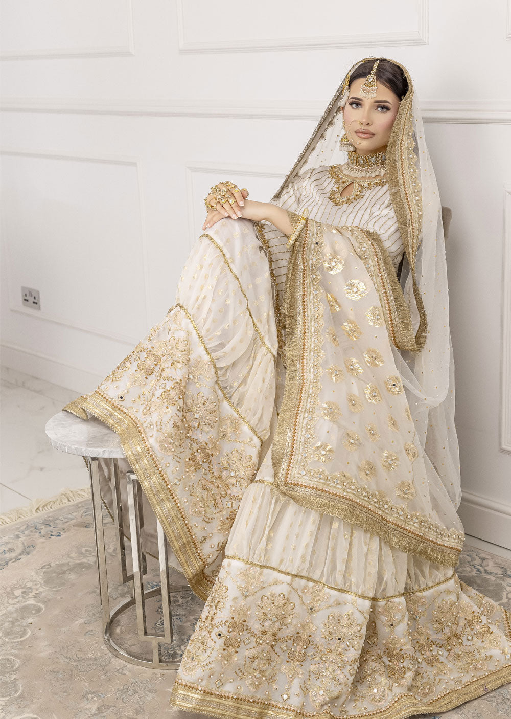 SRB1204 - Mallika - Off White Sehrish.B Designer - Memsaab Online