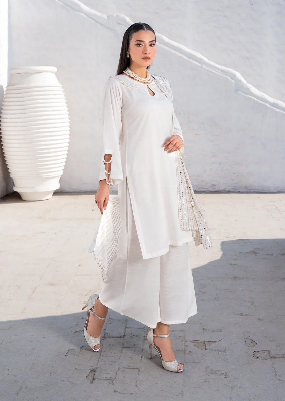 RNDH-04 - White - Readymade - Rania.H Linen Collection 2025 - Memsaab Online