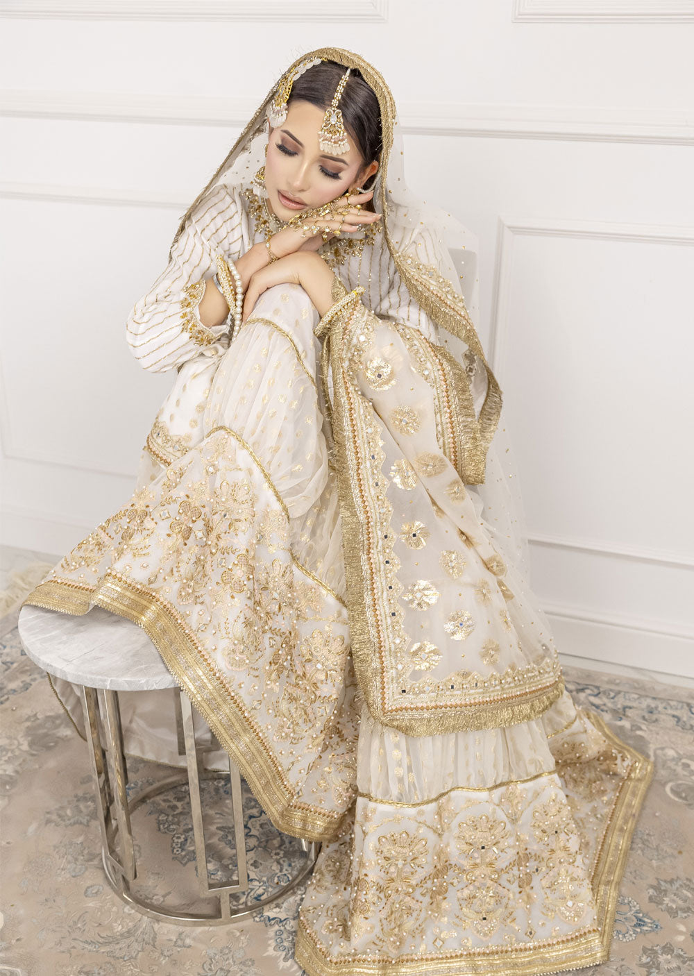 SRB1204 - Mallika - Off White Sehrish.B Designer - Memsaab Online